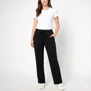 BADGLEY MISCHKA Casual Jersey Knit Wide Leg Pants Self Belt Elasticized Waist XL